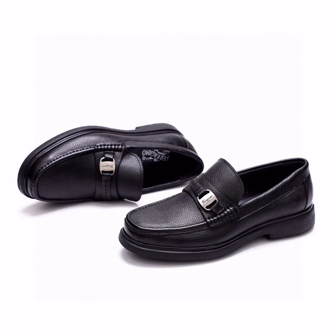 Men's shoes 💰520 💐[Ferragamo/Ferragamo] New 🐲Ferragamo* Ferragamo classic formal leather shoes! It uses imported first-layer pebbled cowhide leather upper + luxurious hardware buckle, and the inner first-layer comfortable cowhide leather lining! Original rubber outsole! Code number 38-44 (45🉑️customized)